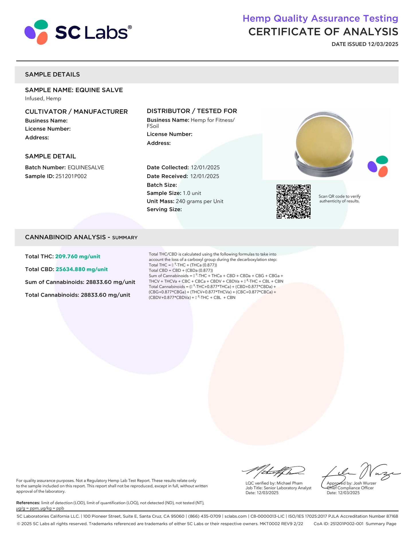 Equine Salve CBD & CBG (8oz jar)